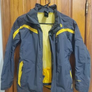 The North Face HYVENT Performance Jacket Gray/Yellow Boys LARGE